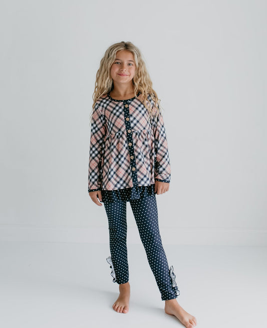 Tan Plaid Button Set