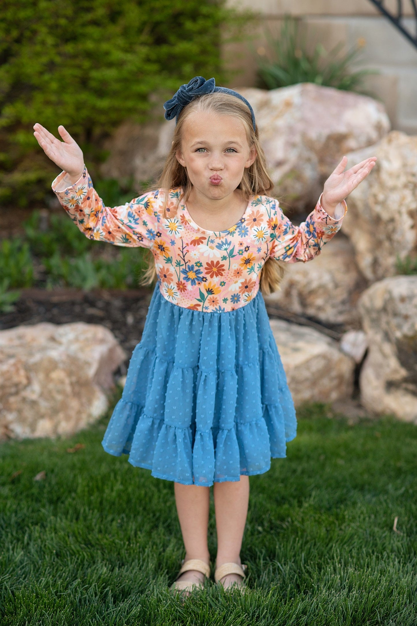 Tulle Teal Floral Dress